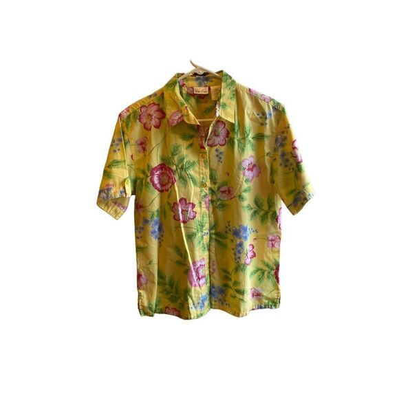 Hawaiian Bobby Brooks vintage women’s yellow Floral and Blouse M - Picture 3 of 5